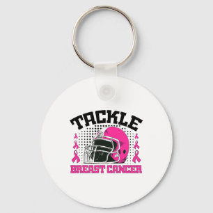 Football Breast Cancer Awareness Pink Ribbon Boys Keychain