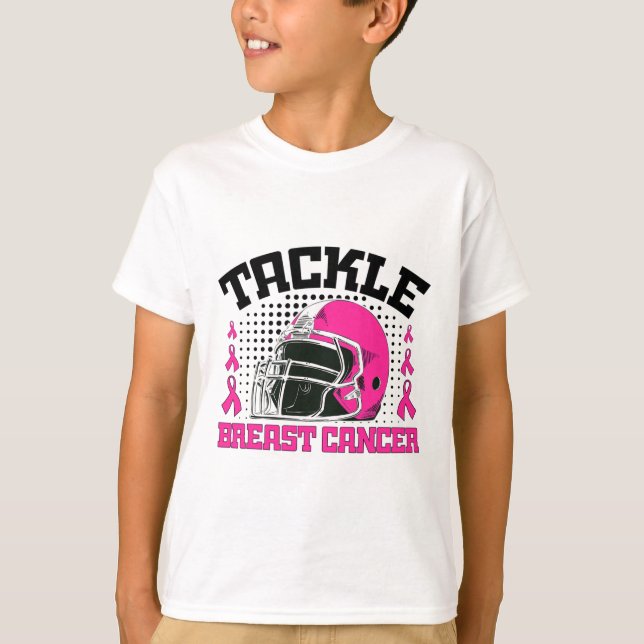 Football Breast Cancer Awareness Pink Ribbon Boys  T-Shirt (Front)