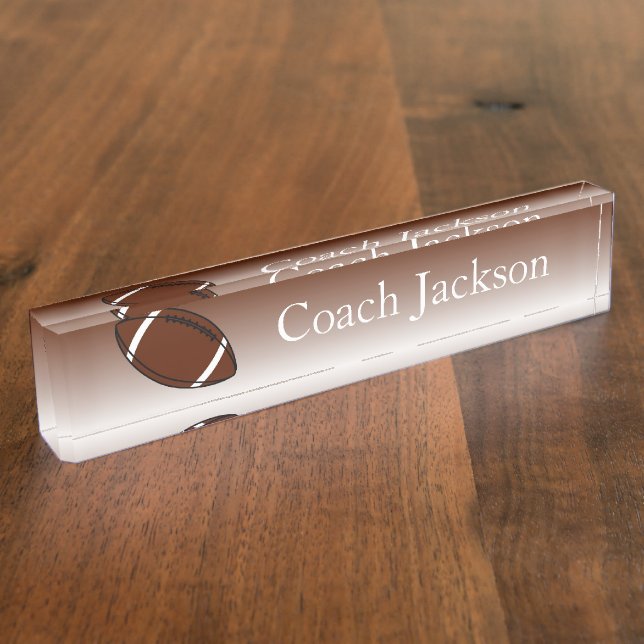 Football brown white fade desk nameplate (Side)
