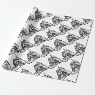 football bulldog wrapping paper