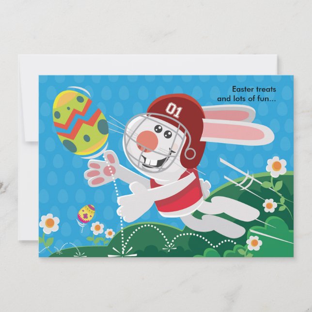 Football Bunny de Pâques Invitation d'anniversaire (Devant)