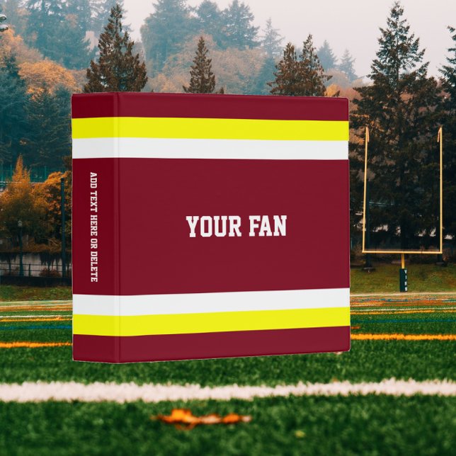 Football Burgundy, Gold & White Personalized Binder (Creator Uploaded)