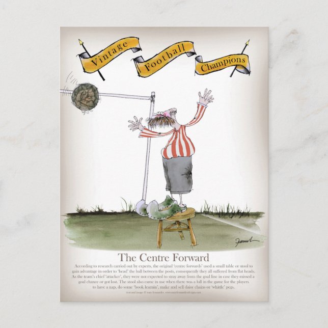football centre forward red white stripes postcard (Front)