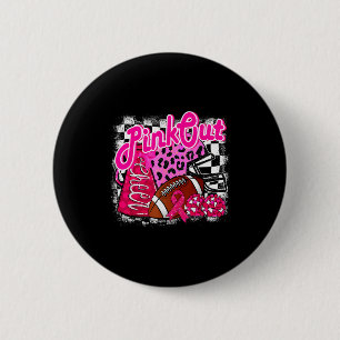 Football Checkered Nk Out Breast Cancer Cheer Mom 2 Inch Round Button