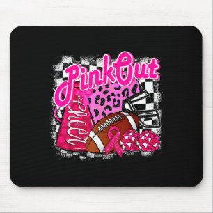 Football Checkered Nk Out Breast Cancer Cheer Mom  Mouse Pad