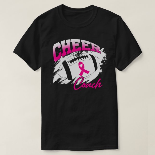 Football Cheer Coach Pink Ribbon Breast Cancer Awa T-Shirt (Design Front)