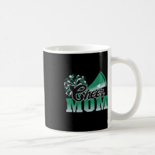 Football Cheer Mom Green White Black Pom Leopard Coffee Mug