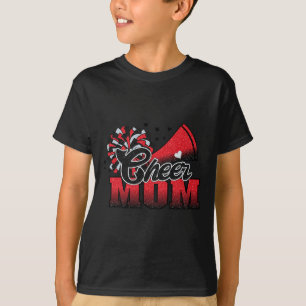 Football Cheer Mom Red Black Pom Leopard 1 T-Shirt