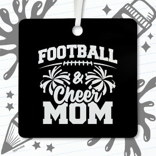 Football Cheer Squad School Sports Games Proud Mom Metal Ornament