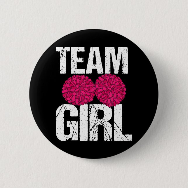 Football Cheerleader Team Girl Gender Reveal 2 Inch Round Button (Front)
