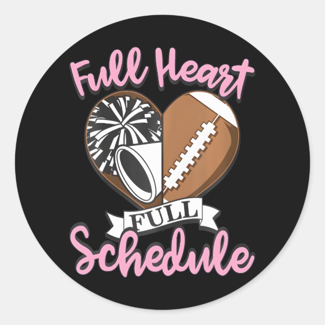Football Cheerleading Football Hear Classic Round Sticker (Front)