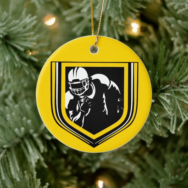 Football Christmas Black and Gold Ornament (Tree)