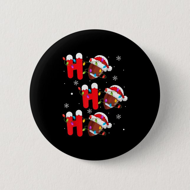 Football Christmas Ho Ho Ho Santa Srts Player Funn 2 Inch Round Button (Front)
