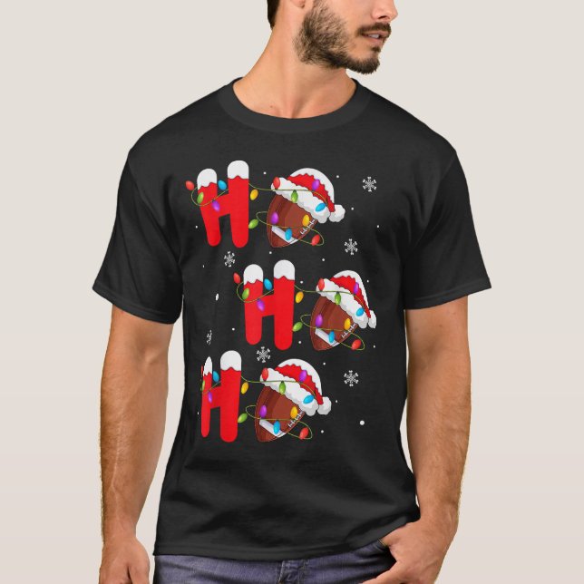 Football Christmas Ho Ho Ho Santa Srts Player Funn T-Shirt (Front)