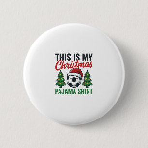 Football Christmas Pajama Shirt 2 Inch Round Button