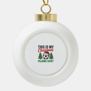 Football Christmas Pajama Shirt Ceramic Ball Christmas Ornament