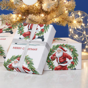 Football Christmas with Santa Claus Wrapping Paper