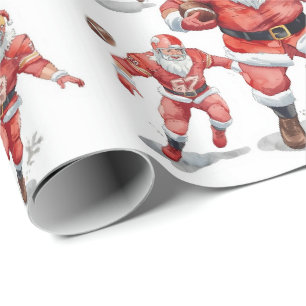 Football Christmas with Santa Claus Wrapping Paper
