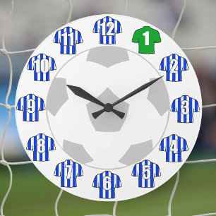 Football Clock - with Blue and White Shirts