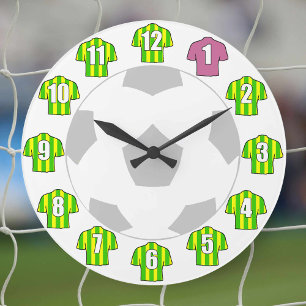 Football Clock - with Green and Yellow Shirts