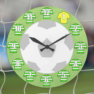 Football Clock - with Green Hooped Shirts
