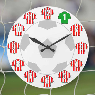Football Clock - with Red and White Shirts