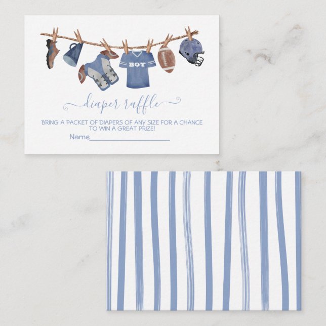 Football Clothesline Baby Showe Diaper Carte Raffl (Devant / Derrière)