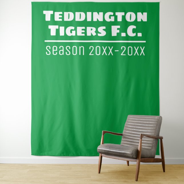 Football Club Presentation Backdrop in Green Tapestry (In Situ)
