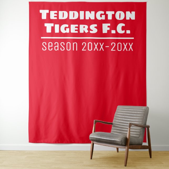 Football Club Presentation Backdrop in Red Tapestry (In Situ)