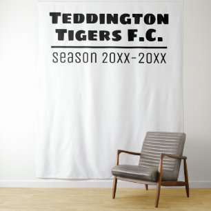 Football Club Presentation Backdrop in White Tapestry