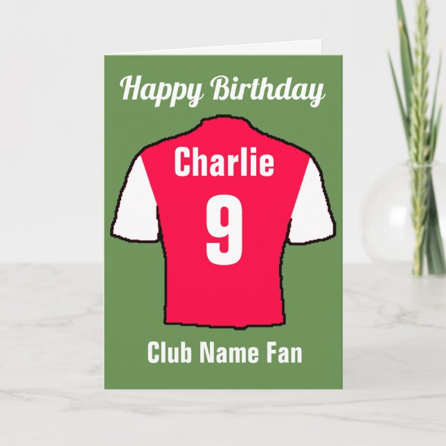 Football Club Shirts to Customise Card (Front)