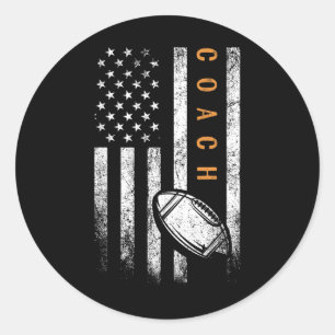 Football Coach American Flag Football Trainer Coac Classic Round Sticker
