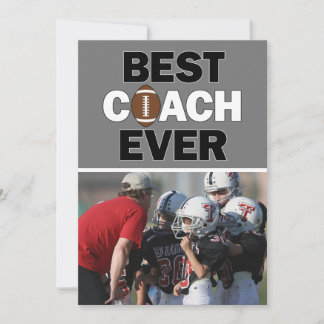 Football Coach Best Ever Custom Photo Thank You Card