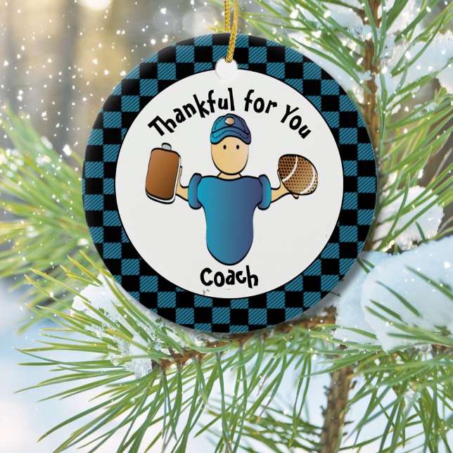 Football Coach Christmas Present with His Name Ceramic Ornament (Creator Uploaded)