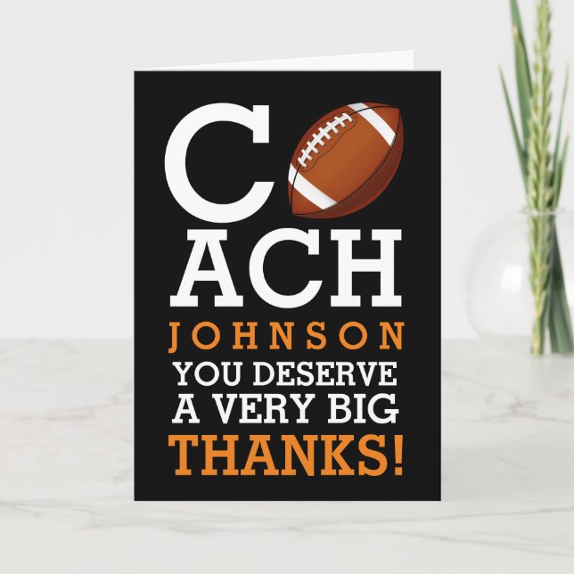 Football Coach Custom Name Thank You (Front)