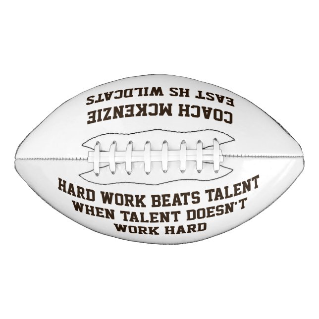 Football Coach Gift: Name & Quote Football (Front)