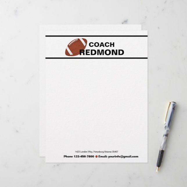 Football Coach Letterhead (Front/Back In Situ)
