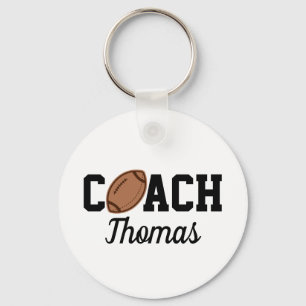 Football Coach Player Ball Design Typography Name  Keychain