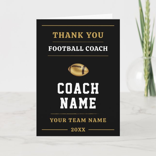 Football Coach Team Appreciation Gift Thank You Card (Front)
