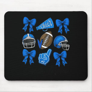 Football Coquette Bow Cheer Mom Blue Mouse Pad