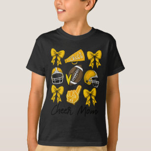 Football Coquette Bow Cheer Mom Yellow  T-Shirt