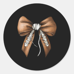 Football Coquette Bow Cute Football Game Day Classic Round Sticker