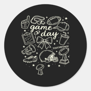Football Coquette Bow Football Mom Game Day Women  Classic Round Sticker