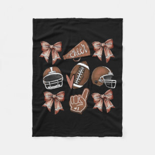 Football Coquette Bow Football Mom Game Day Women Fleece Blanket
