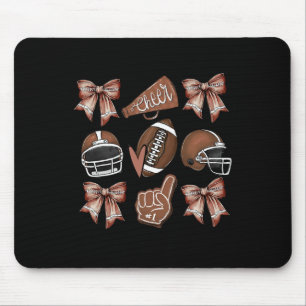 Football Coquette Bow Football Mom Game Day Women Mouse Pad