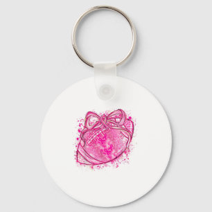 Football Coquette Bow Tackle Breast Cancer We Wear Keychain