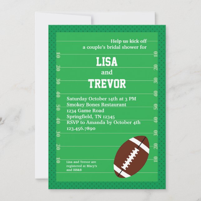 Football Couples Bridal Shower Invitation (Front)
