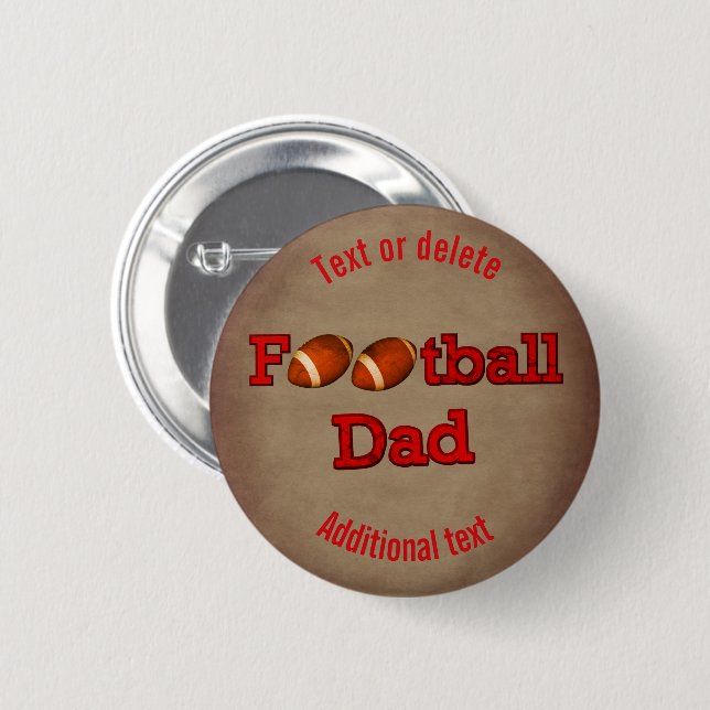 Football Dad Cute Personalized 2 Inch Round Button (Front & Back)