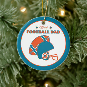 Football dad sports lovers orange blue vintage ceramic ornament
