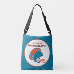 Football dad sports lovers orange blue vintage crossbody bag